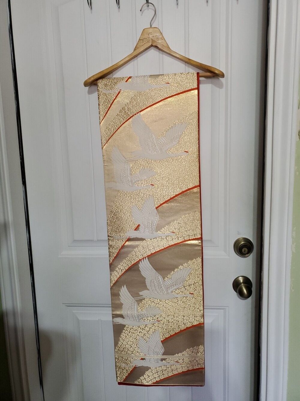 Japanese Vintage Kimono orange And Gold color 164 x 12 inch